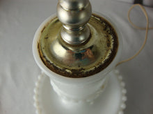 Load image into Gallery viewer, Vintage White Milk Glass Boudoir Table Lamp with White Plastic Clip on Shade
