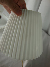 Load image into Gallery viewer, Vintage White Milk Glass Boudoir Table Lamp with White Plastic Clip on Shade
