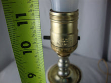 Load image into Gallery viewer, Vintage White Milk Glass Boudoir Table Lamp with White Plastic Clip on Shade
