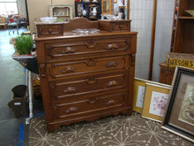 Load image into Gallery viewer, Vintage Empire Four Drawer Dresser with Top Glove Drawers and Carved Wood Accents
