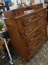 Load image into Gallery viewer, Vintage Empire Four Drawer Dresser with Top Glove Drawers and Carved Wood Accents
