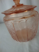 Load image into Gallery viewer, Vintage Anchor Hocking Mayfair Open Rose Pink Glass Biscuit Jar with Lid
