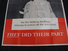 Load image into Gallery viewer, Original Issue 1943 WWII Sullivan Brothers They Did Their Part War Poster
