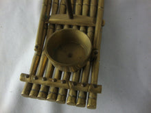Load image into Gallery viewer, Vintage Oriental Brass Bamboo Look Boat with Sail and Votive Holder
