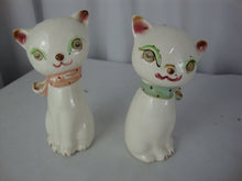 Load image into Gallery viewer, Vintage Winking Eyes Ceramic Cat Polka Dot Scarves Salt &amp; Pepper Shaker Set
