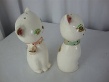 Load image into Gallery viewer, Vintage Winking Eyes Ceramic Cat Polka Dot Scarves Salt &amp; Pepper Shaker Set
