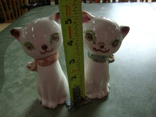 Load image into Gallery viewer, Vintage Winking Eyes Ceramic Cat Polka Dot Scarves Salt &amp; Pepper Shaker Set
