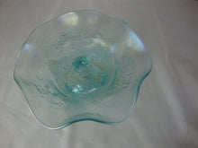 Load image into Gallery viewer, Vintage Northwood Glass Ice Blue Tripod Base Ruffled Edge Candy Trinket Dish

