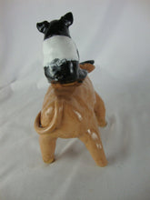 Load image into Gallery viewer, Lynn Bailey Pottery Tan Bull with Black White Pig on Back 6 Inch
