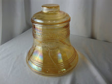 Load image into Gallery viewer, Vintage Marigold Carnival Glass Liberty Bell Bicentennial Cookie Canister Jar with Lid
