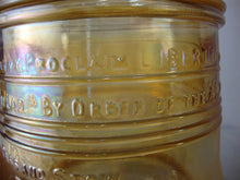 Load image into Gallery viewer, Vintage Marigold Carnival Glass Liberty Bell Bicentennial Cookie Canister Jar with Lid
