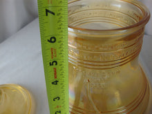 Load image into Gallery viewer, Vintage Marigold Carnival Glass Liberty Bell Bicentennial Cookie Canister Jar with Lid
