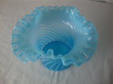 Load image into Gallery viewer, Vintage Fenton Aqua Blue Opal Spiral Optic Glass Crimped Top Hat
