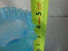 Load image into Gallery viewer, Vintage Fenton Aqua Blue Opal Spiral Optic Glass Crimped Top Hat
