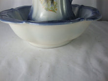 Load image into Gallery viewer, Vintage Blue White Ceramic Country Wash Basin and Pitcher Set
