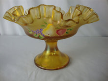 Load image into Gallery viewer, Vintage Fenton Autumn Gold Glass Handpainted Compote Bowl Dish
