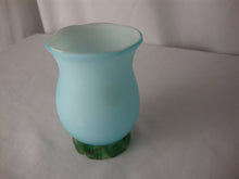 Load image into Gallery viewer, Stevens &amp; Williams Blue Satin Glass with Applied Red Cherry with Green Leaves Small Vase

