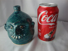 Load image into Gallery viewer, Marvin Bailey SC Folk Art Potter Aqua Blue Speckled Four Tooth Small Ugly Face Jug

