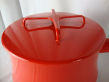 Load image into Gallery viewer, MCM Dansk Kobenstyle Red Enamel Steel Saucepan with Lid and Wood Handle
