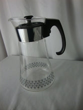 Load image into Gallery viewer, MCM Pyrex Clear Glass Black Flowers Coffee Tea Carafe
