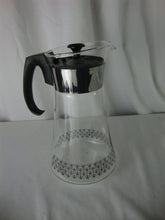 Load image into Gallery viewer, MCM Pyrex Clear Glass Black Flowers Coffee Tea Carafe
