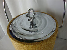 Load image into Gallery viewer, MCM Irvinware Gold Rattan Vinyl Ice Bucket with Swing Handle and Lid
