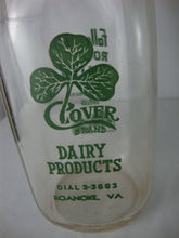 Load image into Gallery viewer, Vintage Clover Brand Dairy Roanoke VA Clear Glass Quart Milk Bottle
