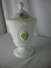 Load image into Gallery viewer, Vintage Fenton Milk Glass Handpainted Candy Jar with Dome Lid

