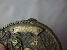 Load image into Gallery viewer, Vintage All Around Cowboy Monkey Cowboy on Horse Brass Oval Belt Buckle
