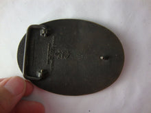 Load image into Gallery viewer, Vintage All Around Cowboy Monkey Cowboy on Horse Brass Oval Belt Buckle
