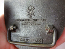 Load image into Gallery viewer, Vintage All Around Cowboy Monkey Cowboy on Horse Brass Oval Belt Buckle
