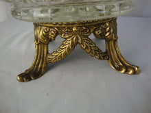 Load image into Gallery viewer, Vintage L&amp;L WMC Cut Crystal Sawtooth Edge Bowl with Brass Footed Attached Stand
