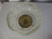 Load image into Gallery viewer, Vintage L&amp;L WMC Cut Crystal Sawtooth Edge Bowl with Brass Footed Attached Stand
