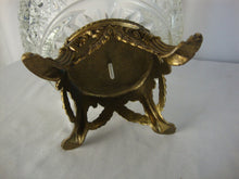 Load image into Gallery viewer, Vintage L&amp;L WMC Cut Crystal Sawtooth Edge Bowl with Brass Footed Attached Stand
