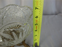 Load image into Gallery viewer, Vintage L&amp;L WMC Cut Crystal Sawtooth Edge Bowl with Brass Footed Attached Stand
