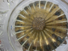 Load image into Gallery viewer, Vintage L&amp;L WMC Cut Crystal Sawtooth Edge Bowl with Brass Footed Attached Stand
