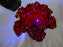 Load image into Gallery viewer, Vintage Fenton Amberina Ruffled Thumbprint Pedestal Compote Bowl
