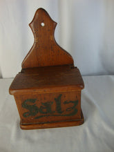 Load image into Gallery viewer, Vintage Rustic Wood Flip Lid Salt Salz Box Cellar Wall Mount
