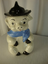 Load image into Gallery viewer, Vintage Piggy Cowboy Ceramic Cookie Jar
