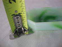 Load image into Gallery viewer, Vintage Akro Agate Green White 2 Slot Tab Handle Small Ashtray
