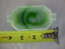 Load image into Gallery viewer, Vintage Akro Agate Green White 2 Slot Tab Handle Small Ashtray
