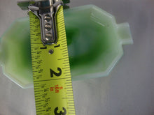 Load image into Gallery viewer, Vintage Akro Agate Green White 2 Slot Tab Handle Small Ashtray
