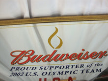 Load image into Gallery viewer, 2002 Budweiser Proud Supporter of the 2002 Olympics Beer Bar Sign Mirror
