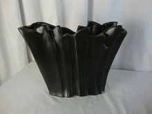 Load image into Gallery viewer, Vintage McCoy Black Ceramic Ribbon Flared Large Vase
