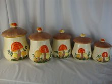 Load image into Gallery viewer, Vintage Arnels Mushroom 5 Piece Kitchen Canister Set with Lids
