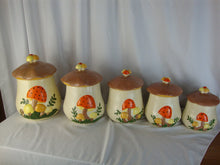 Load image into Gallery viewer, Vintage Arnels Mushroom 5 Piece Kitchen Canister Set with Lids

