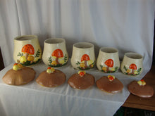 Load image into Gallery viewer, Vintage Arnels Mushroom 5 Piece Kitchen Canister Set with Lids
