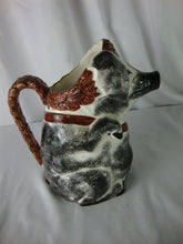 Load image into Gallery viewer, Vintage Italy Majolica Country Black Cream Pig Pitcher

