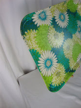 Load image into Gallery viewer, MCM Retro Fiberglass Blue Green Blooming Daisies Serving Decor Tray

