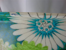 Load image into Gallery viewer, MCM Retro Fiberglass Blue Green Blooming Daisies Serving Decor Tray

